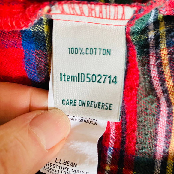 L.L. Bean Scotch Plaid Cotton Flannel Cozy Red Classic Pockets Nightgown Small - Picture 13 of 14